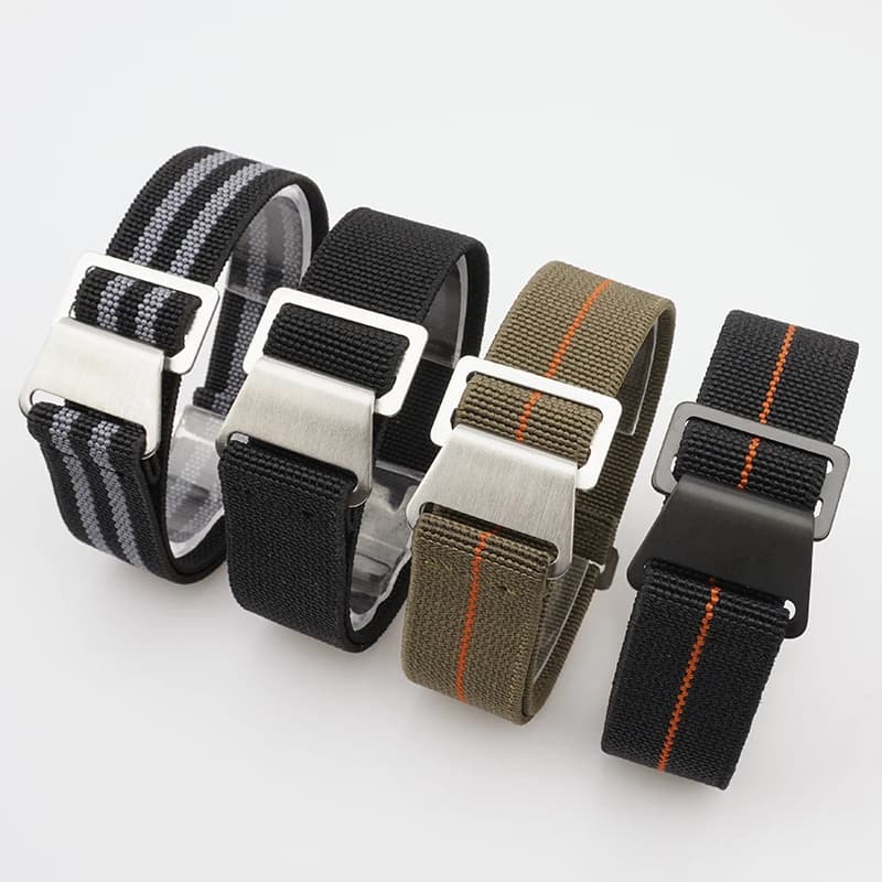 60s French Troops Parachute Bag Elastic Watch Strap 18 20mm 22mm Nylon Watchbands Man's Universal Ballistic Fabric Wristband