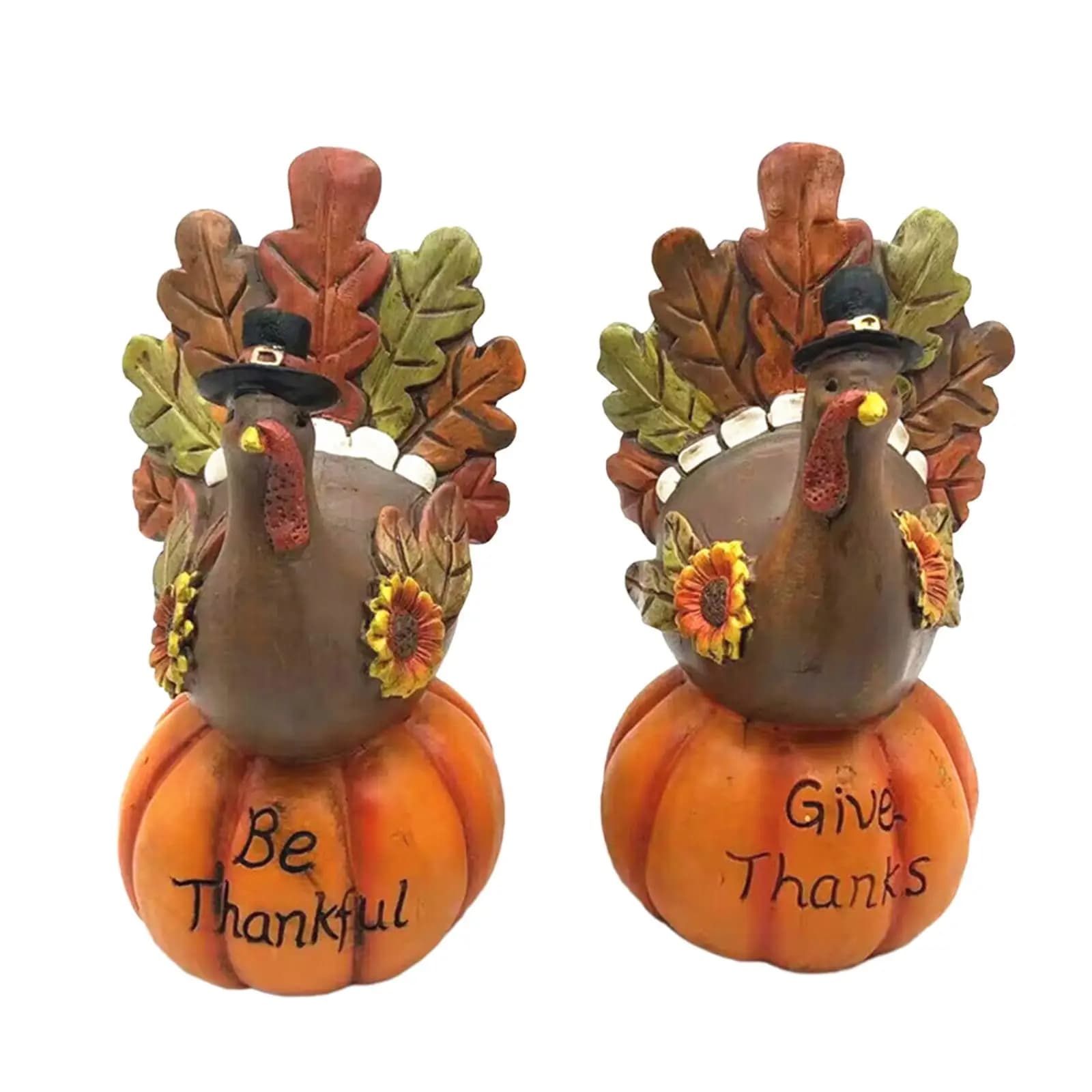 Thanksgiving Pumpkin Turkey Decor Tabletop Turkey Fall Autumn Decor Decorative Statue Sculpture for Home Office Fall Harvest