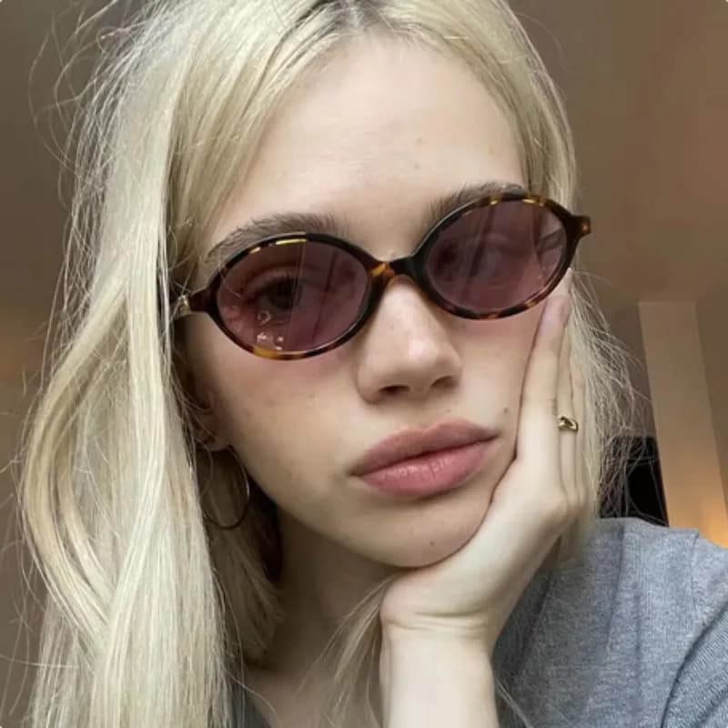 Sexy Small Oval Women's Sunglasses 2024 New Fashion Leopard Brown Hot Sun Glasses Female Retro Colorful Shade Eyeglasses