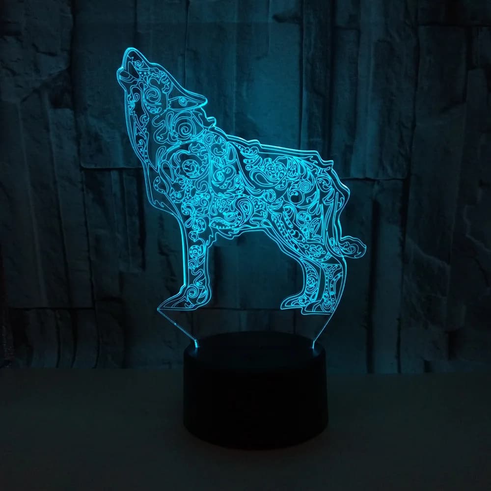 New Wolf 3d Night Lamp 7 Color Changes Kids Lights Lamps Luminaria De Mesa Kids Room Led Mini 3d Lamp