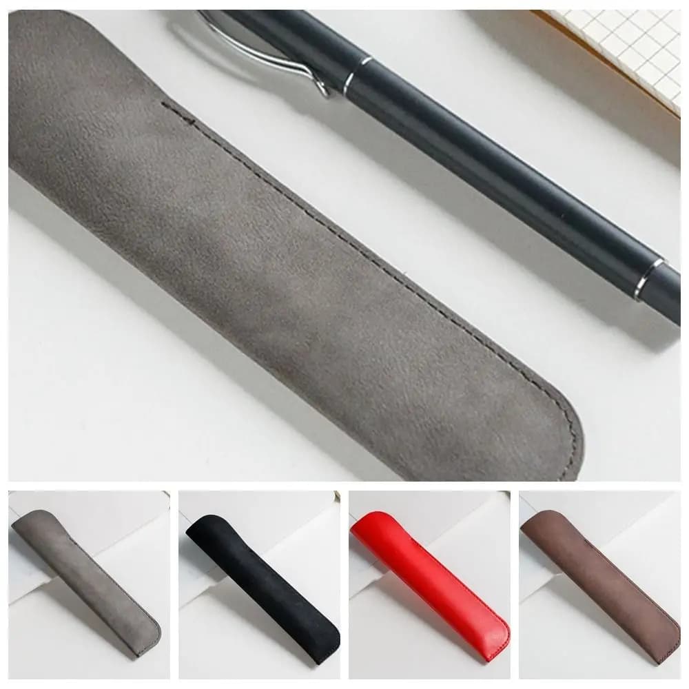 Pen Case Pocket PU Leather Leather Pen Bag Half Open Handmade Pen Protective Bag Vintage Soft Pen Sleeve Pouch Student