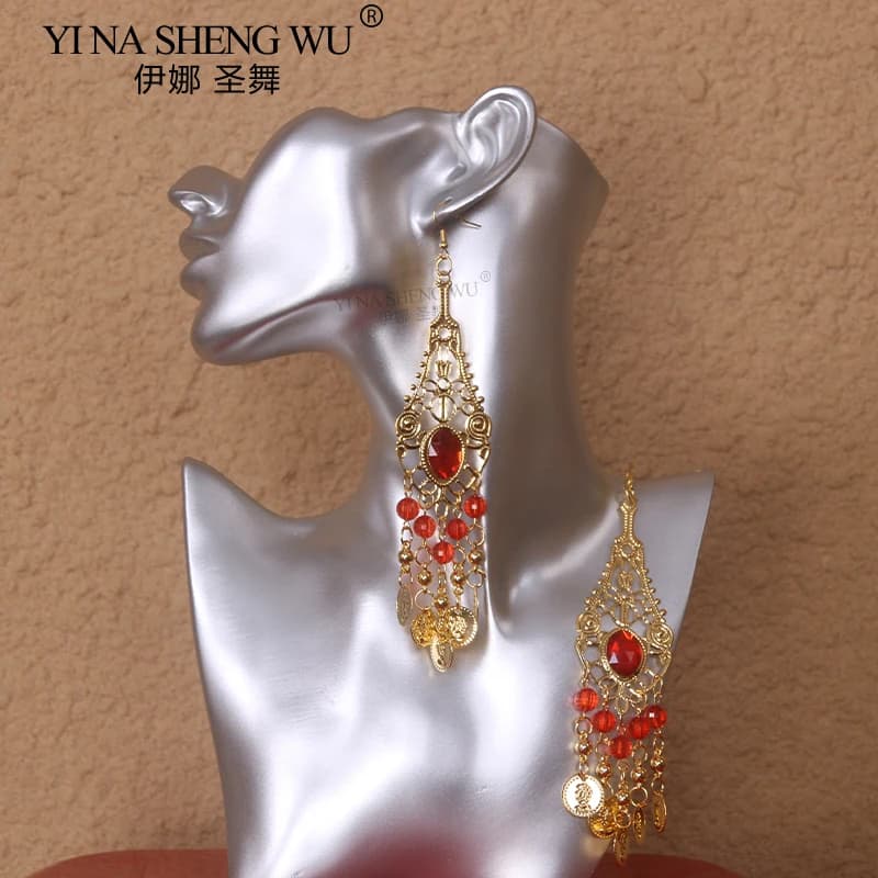 Belly Dance Accessories Earrings Traditional Indian Dance Stage Performance Jewelry for Women Earrings Necklace Sets Wholesale