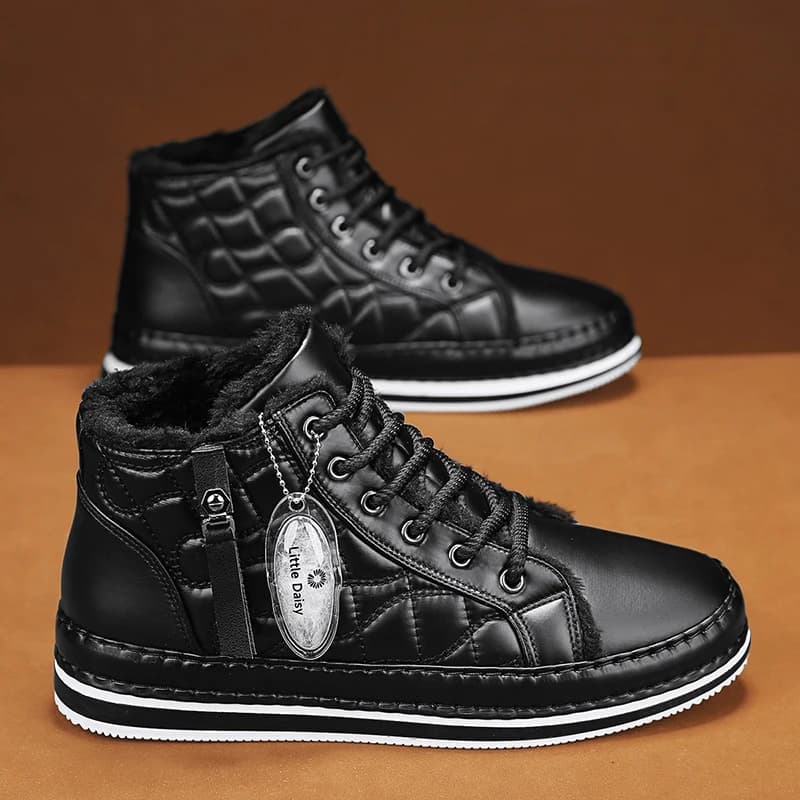 CYYTL Winter Men Shoes Fur Warm Snow Boots Casual Leather Outdoor Hiking Sport Designer Luxury Platform Male Sneakers Skateboard