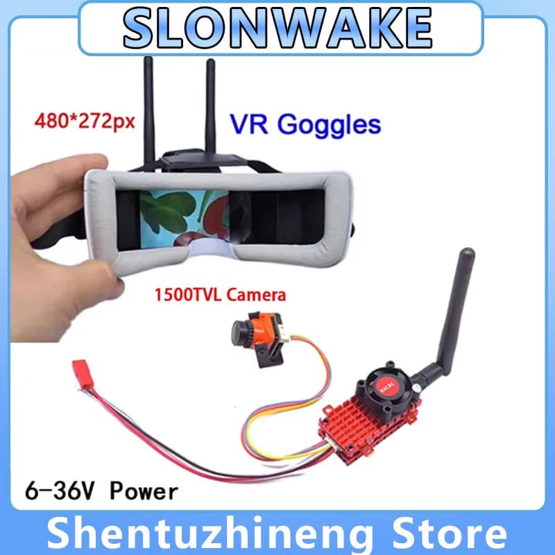 5.8G 2000mW VTX Transmitter Built-in Microphone with CMOS 1500TVL camera  and  Dual Antennas 3inch Monitor FPV Goggles