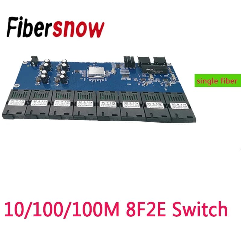 Gigabit switch Ethernet 8F2E Fiber Optical Media Converter 8 Port fiber 2 RJ45 10/100/1000M 8 SC PCBA board