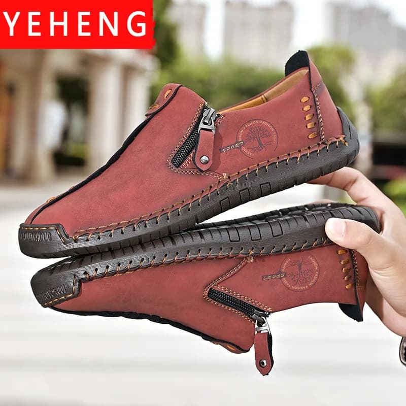 Autumn Men Shoes New Split Leather Men's Shoes with Lightweight Breathable High Quality Moccasins Slip On Loafers Men Flat Shoes