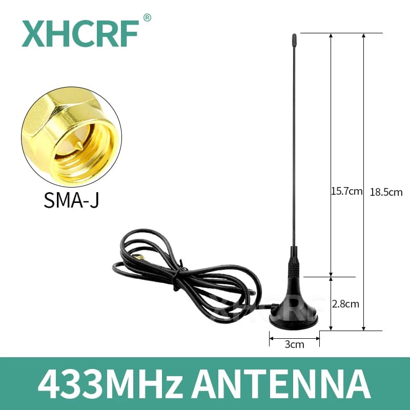 433MHz High Gain Whip Magnetic Antenna SMA Male 433M Wireless Module LoRa Spread Spectrum WiFi Omnidirectional