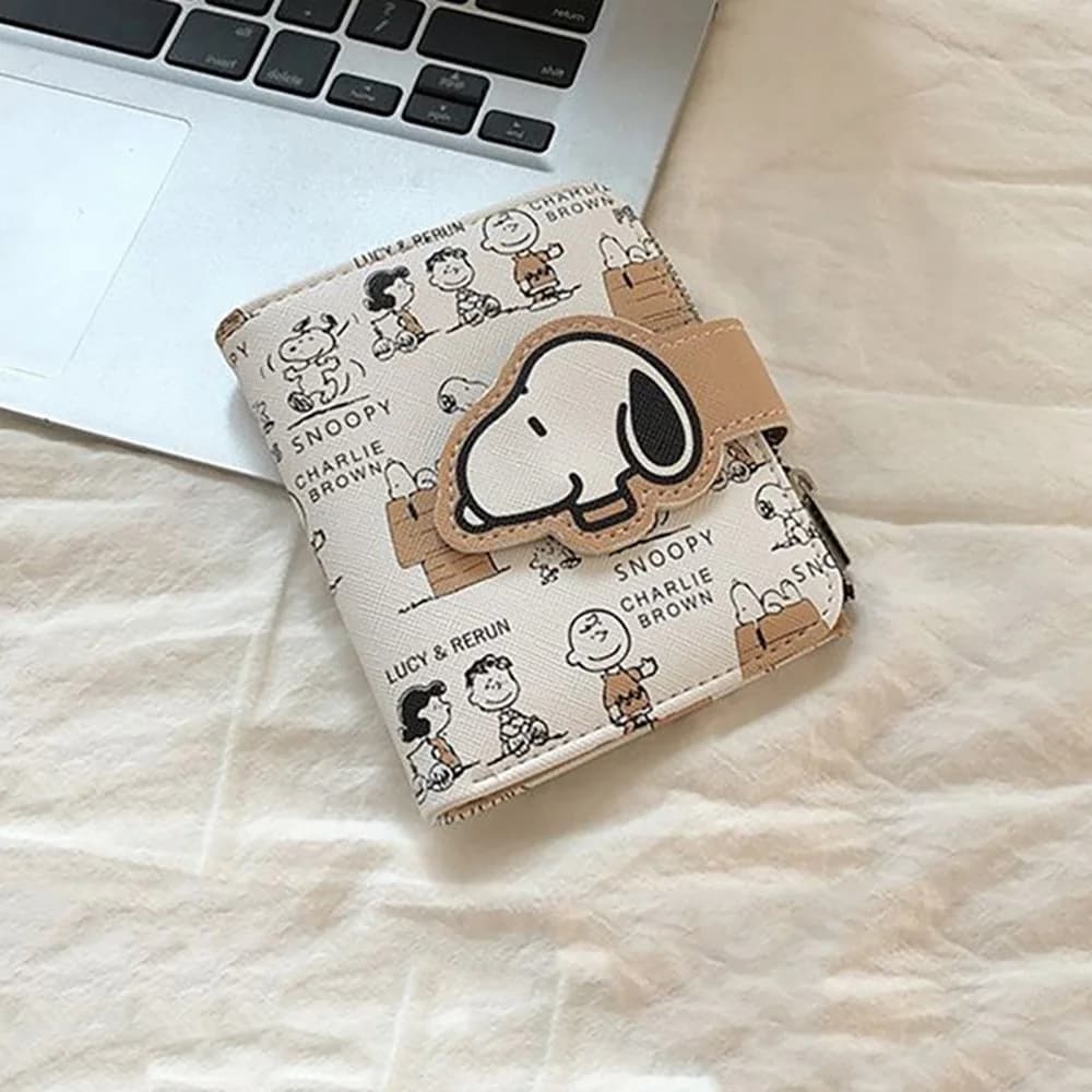 Snoopy PU Purse Anime Zipper Coin Wallet Cartoon Student ID Holders Multi Slot Bag Fashion Storge Bag Birthday Gifts For Friends