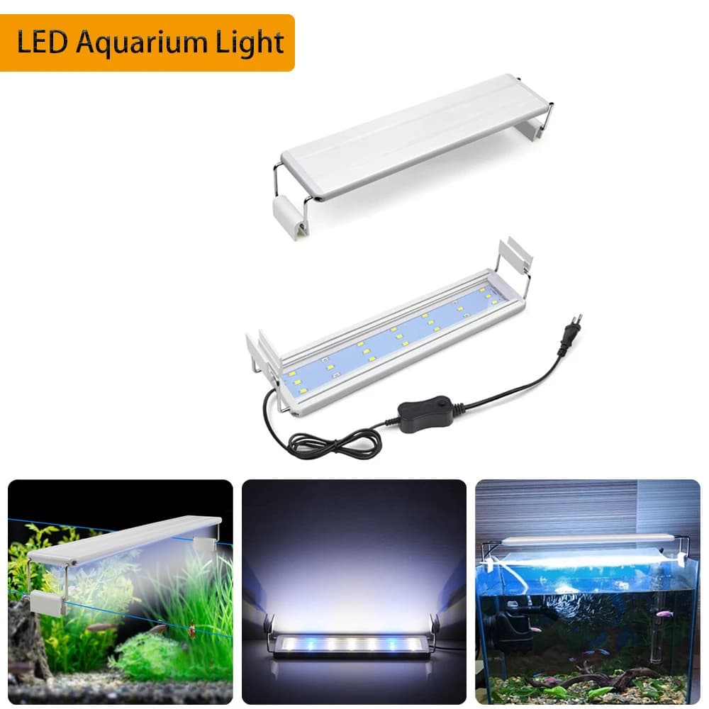 18~58CM Super Bright Lamp LED Aquarium Light For Aquatic Plant Fish Tank Extensible Clip Lamp 220V EU Plug Aluminum Bar Tube