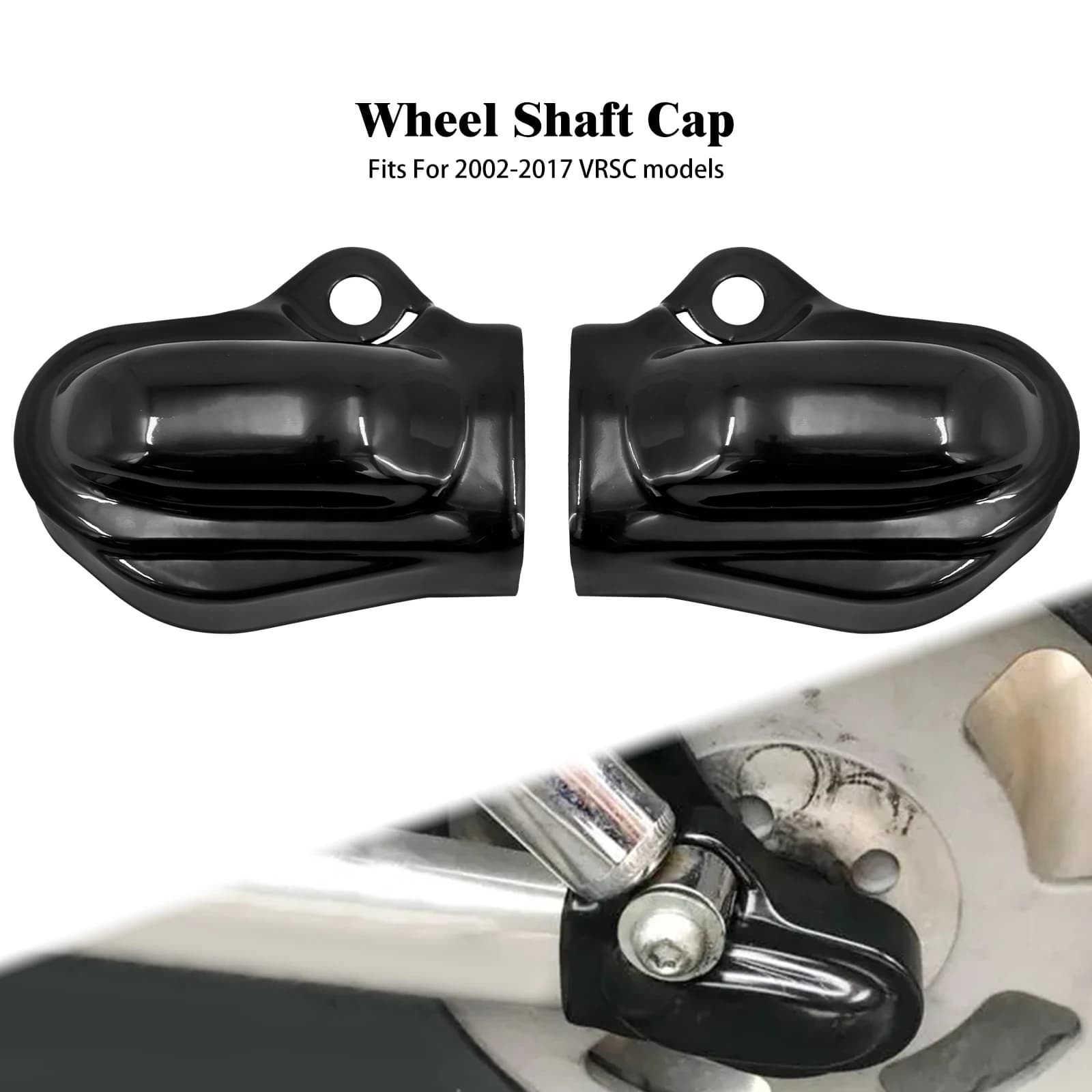2xMotorcycle Rear Axle Covers Rear Wheel Shaft Cap Side Protector Guard Gloss Black For Harley VRSCX VRSCX V Rod Muscle VRSCR
