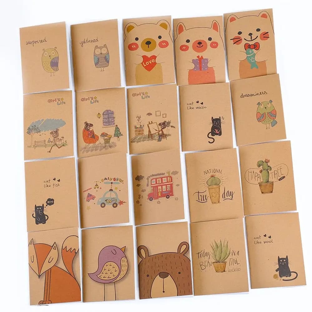 10Sets Retro Small Notebooks Kawaii A7 Blank Mini Cute Planner Diary Note Notepad Aesthetic Journal Kids Stationery Agenda Thing