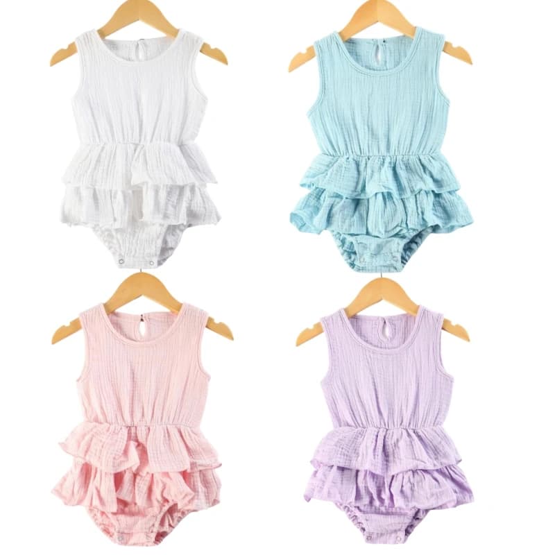 Toddler Baby Clothes Girl Romper One Pieces Bodysuits Ruffle Solid Cute Unisex Infant Toddler Kids Romper