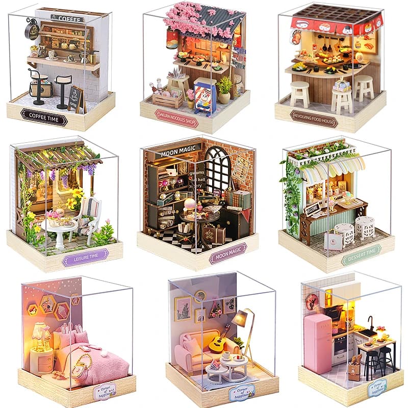 Mini Doll House DIY Small House Kit Handmade 3D Puzzle Assembly Model Building Room Bedroom Decoration Wooden Craft BirthdayGift
