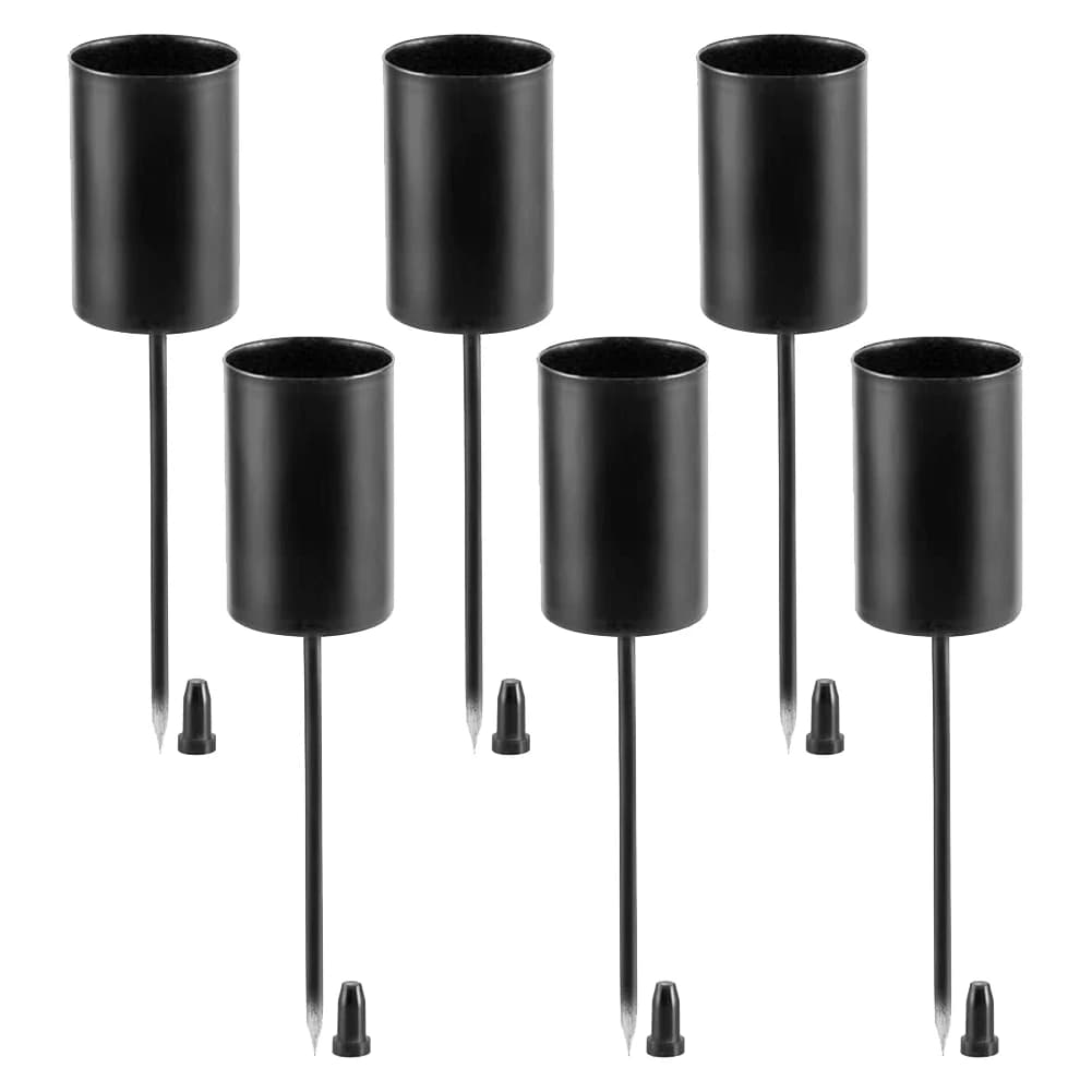 Candle Holders, Wreath, Candle Sticks, Wreath, Candle Holder, Taper Candles with Skewer, 6Pcs Black