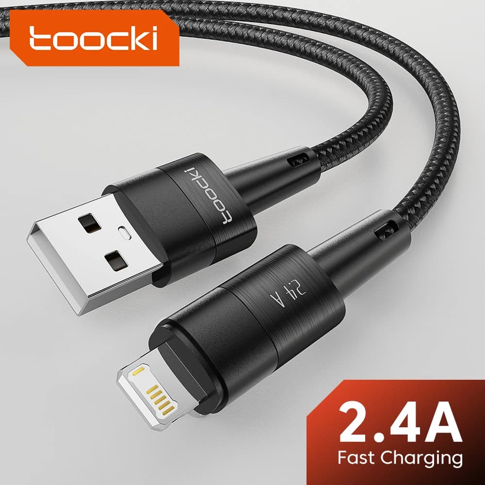 Toocki USB Cable For iPhone 14 13 12 Pro Max X XR Xs SE 7 8 Plus iPad 2.4A Fast Charging Cord For USB A To Lighting Wire Cable