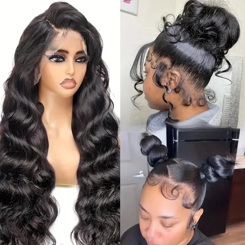 Rosabeauty 40 Inch 13x6 HD Human Hair Wig Lace Front Water Wave Wigs 13x4 Transparent Body Wave Glueless Preplucked 200 Density