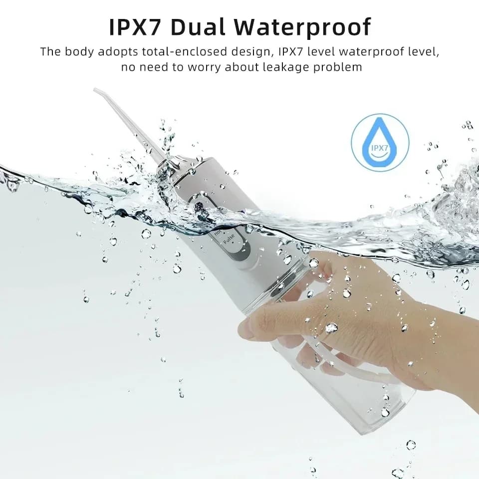 Portable Water Flosser w/ 4 Jet Tips & 3 Modes - Cordless Oral Irrigator for Teeth Cleaning, Braces Care, USB Rechargeable