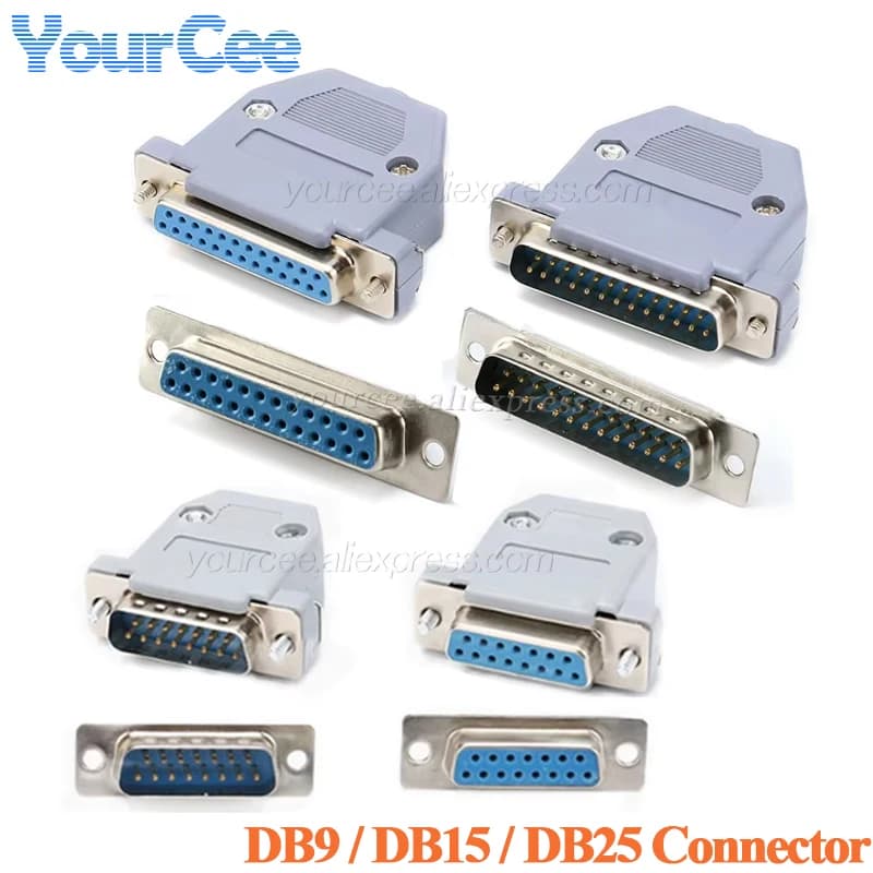 DB25 Soldering Connector 25pin DB15 15Pin DB9 9Pin Male Female Plug Welding Socket Adapter Data Cable Plastic Case Shell
