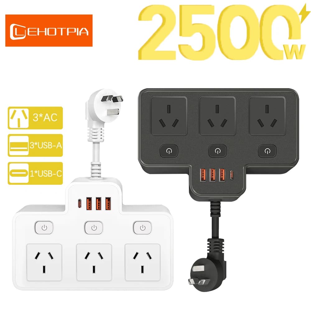 Australia Power Strip AU Multitap Wall Mounted Independent Switch Power Socket With USB C Charging Ports Network Filter Adapter