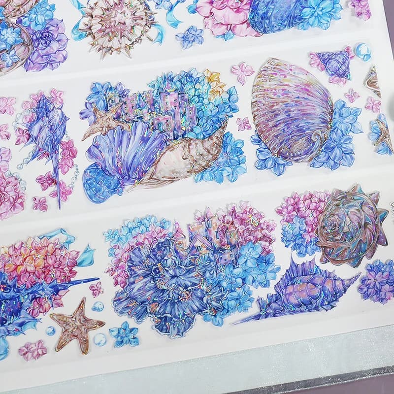 OKMT Collage Card Making Journal Decorative Masking Pet Washi Tapeshell Luster Rose Sea