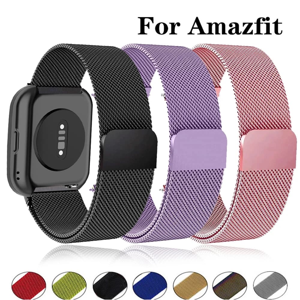 Magnetic Loop for For Amazfit GTS/4/2/2e/GTS2 Mini/3/Active 2/3/4 20mm 22mm Metal Mesh Smartwatch Bracelet Amazfit Bip 5 6 Strap