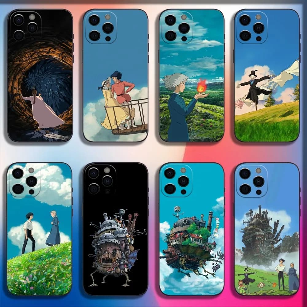 Anime M-Moving-C-Castle Phone Case For iPhone 16,15,14,13,12,11,Pro,X,XS,Max,XR,Plus,Mini Soft Black Cover