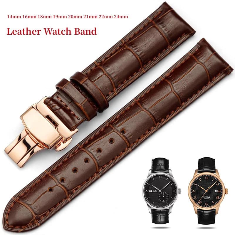 Watchband 14mm 16mm 18mm 19mm 20mm 21mm 22mm 24mm Genuine Leather Strap Men Universal Replacement Watch Band Watch Accessories