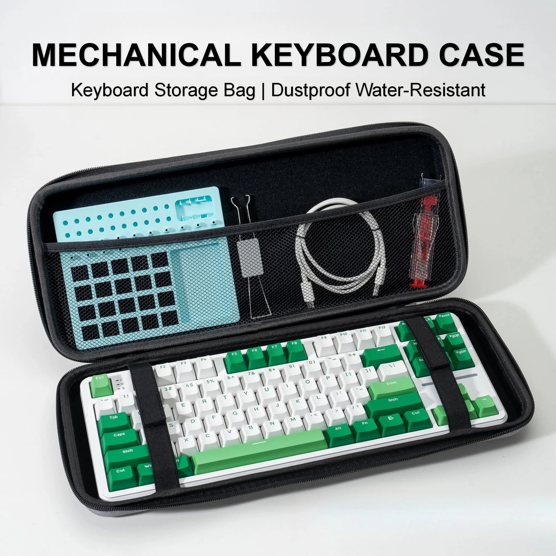 Dustproof Water-Resistant Mechanical Keyboard Case Storage Bag - EVA Hard Shell Fits 61/68/75%/TKL/98%/Full-Size Keyboards