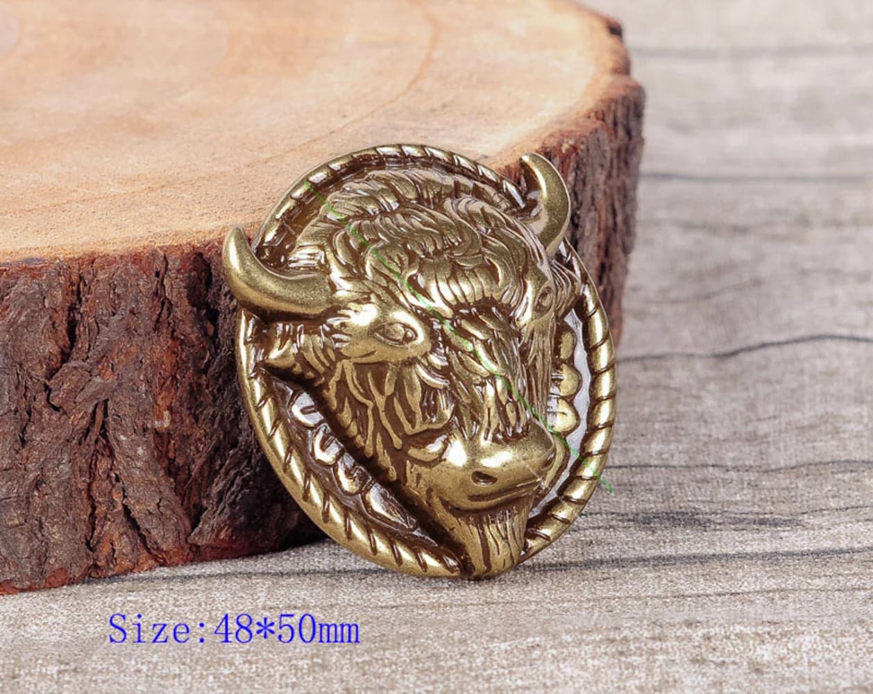 2PC 48*50MM Retro Brass heavy Buffalo Head Bison bull head Leather Craft Western Saddle Belt Conchos Screw back