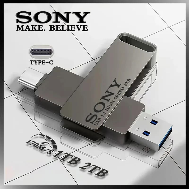 2TB SONY USB PenDrive High Speed Type C Flash Drive 1TB Metal Pendrive 512GB 256GB Portable Memoria USB Stick For Xiaomi Phone