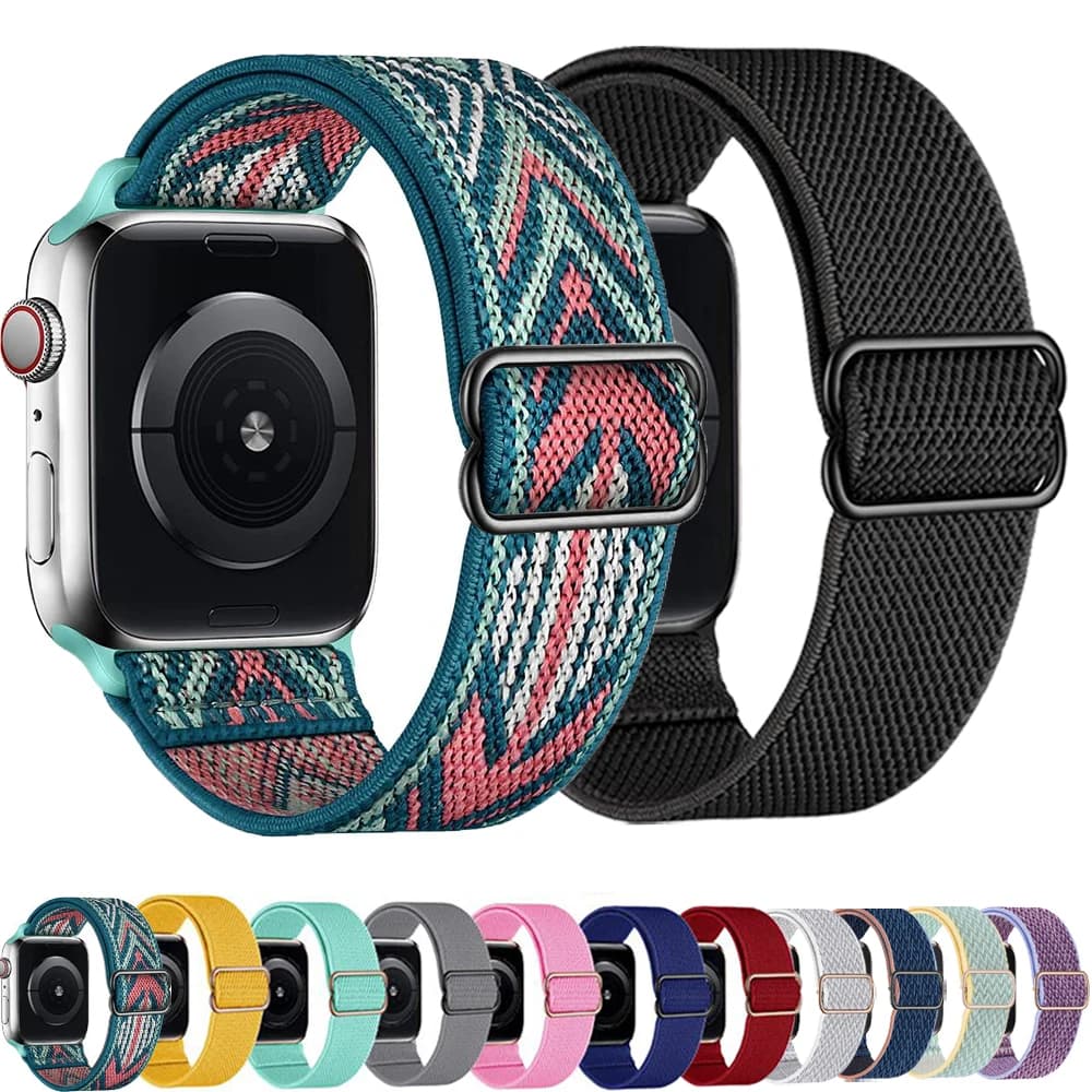 Scrunchie Strap for Apple watch band 44mm 45mm 40mm 41 38 Adjustable Elastic Nylon bracelet iWatch series 3 6 se 7 8 ultra 49mm