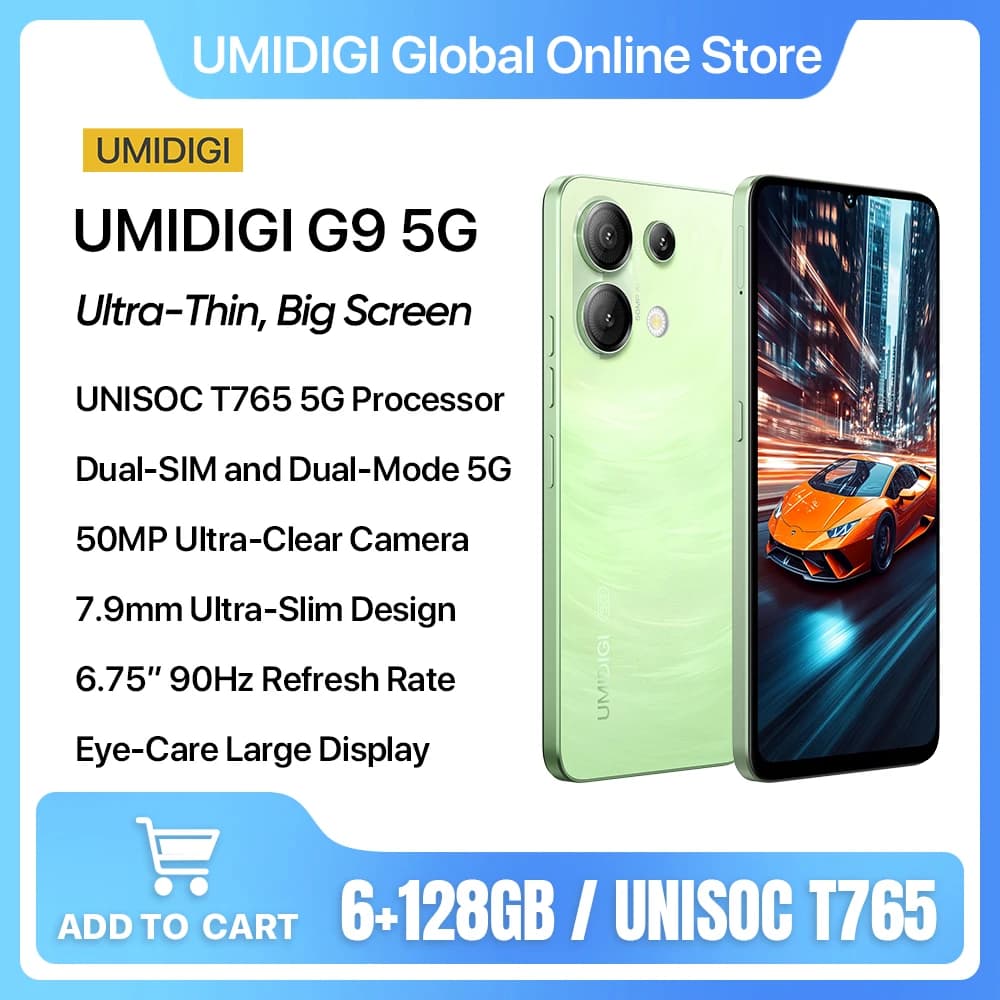 UMIDIGI G9 5G Smartphone Android 14,12GB RAM(6+6GB),128GB ROM,UNISOC T765,5000mAh,50MP,6.75” 90Hz Eye-Care Cell Phone смартфоны
