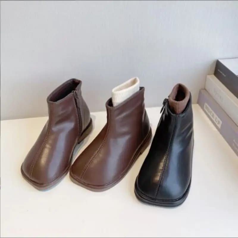 Little Girls Square-toe Girls Boots 2025 Autumn Winter Children's Baby Princess Short Boots Single Toddler Girl Combat Boots