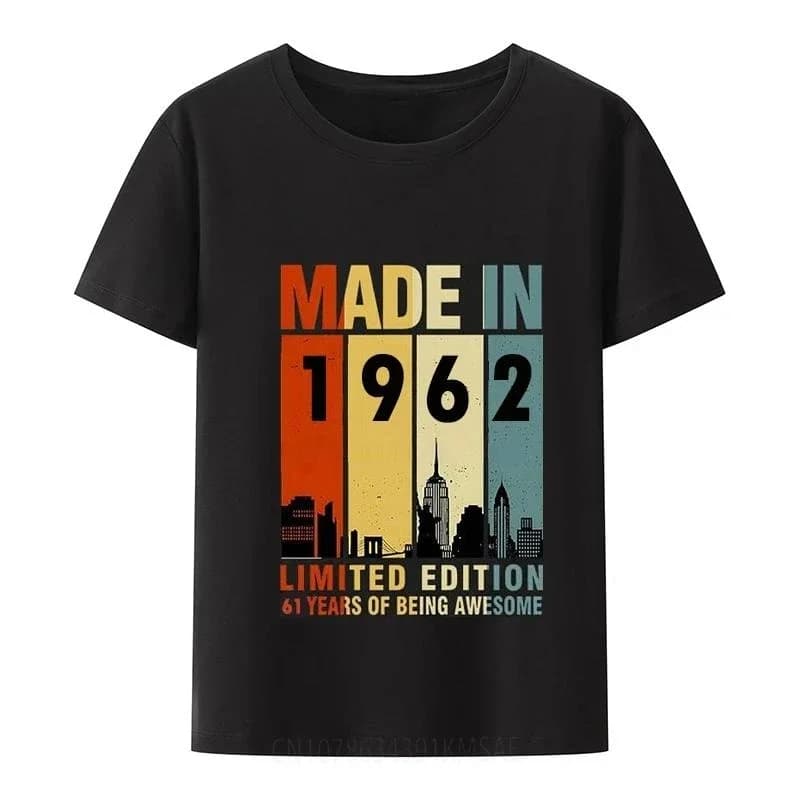 Retro 60S 56Th Birthday Tee Pure Tee Shirt Vintage 1962 Mens T-Shirt Men Summer Street Fashion Couple Tee Graphic T Shirts