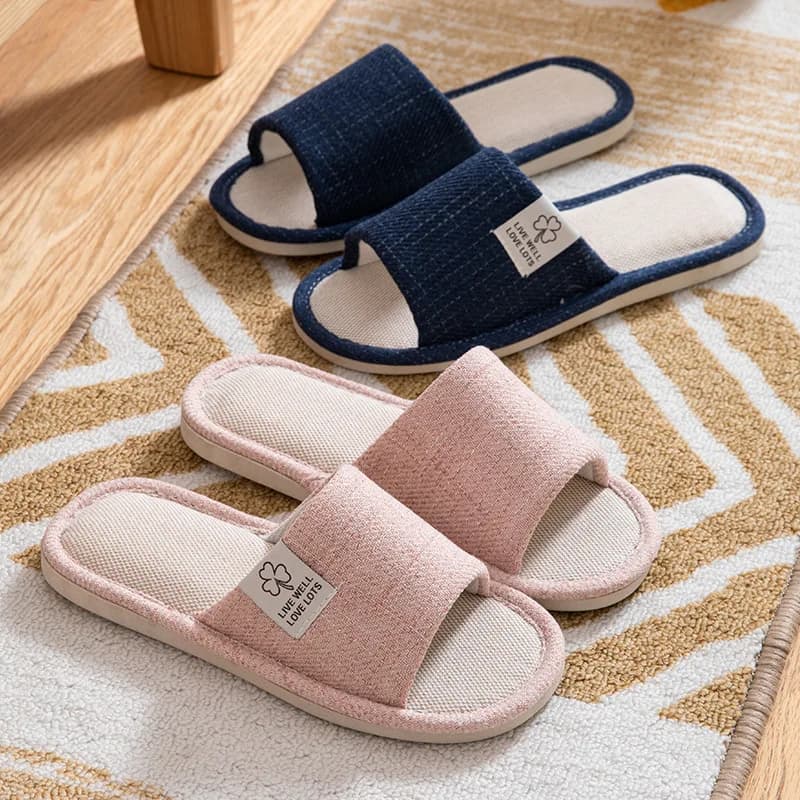 2025 Linen Home Slippers Soft Sole Silent Breathable Shoes in Spring Cotton and Linen Slippers for All Seasons Anti Slip Indoor