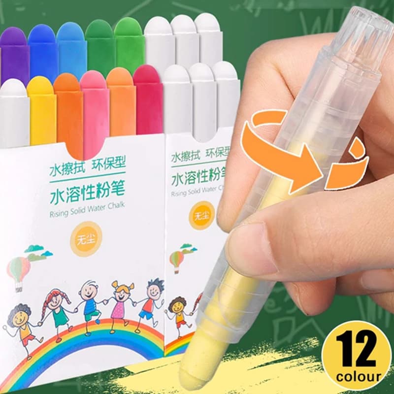 12/6pcs Dust Free Chalk Pens Solid Non-toxic Blackboard Whiteboard Drawing Pens School Teacher Chalk Marker Office Supplies