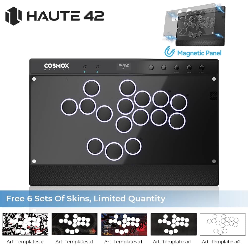 Haute42 Magnetic Hitbox Leverless Controller Button Rim Arcade Controller For PC/PS4/PS5/Switch Stickless Arcade Stick Hitbox