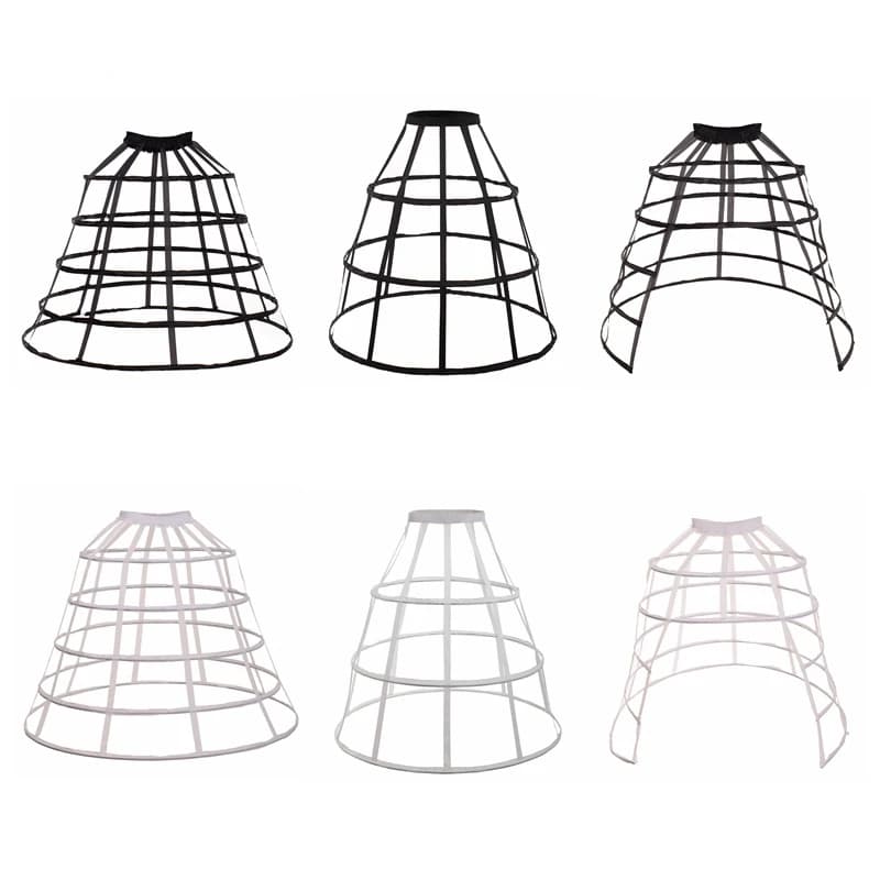 Woman Crinoline Cage Underskirt White Black Petticoats Skirt