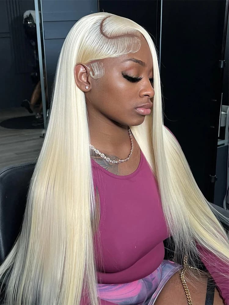 34 Inch 613 Lace Front Wig Human Hair 13x4 Bone Straight 613 Blonde HD Lace Frontal Wig Pre Plucked Brazilian 200% for Women