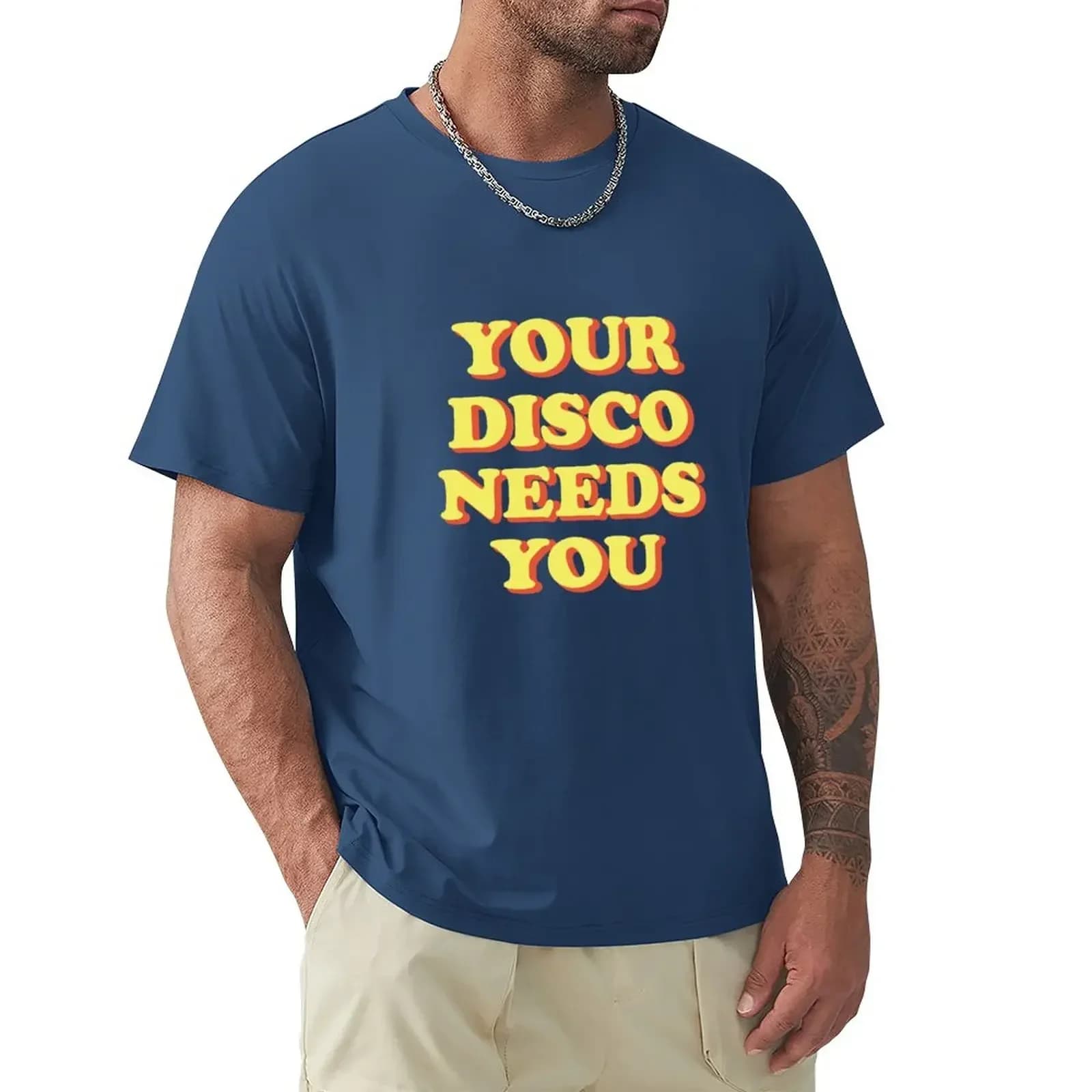 Your Disco Needs You Print T-Shirt quick drying blue archive graphic t shirt vintage blanks men clothing