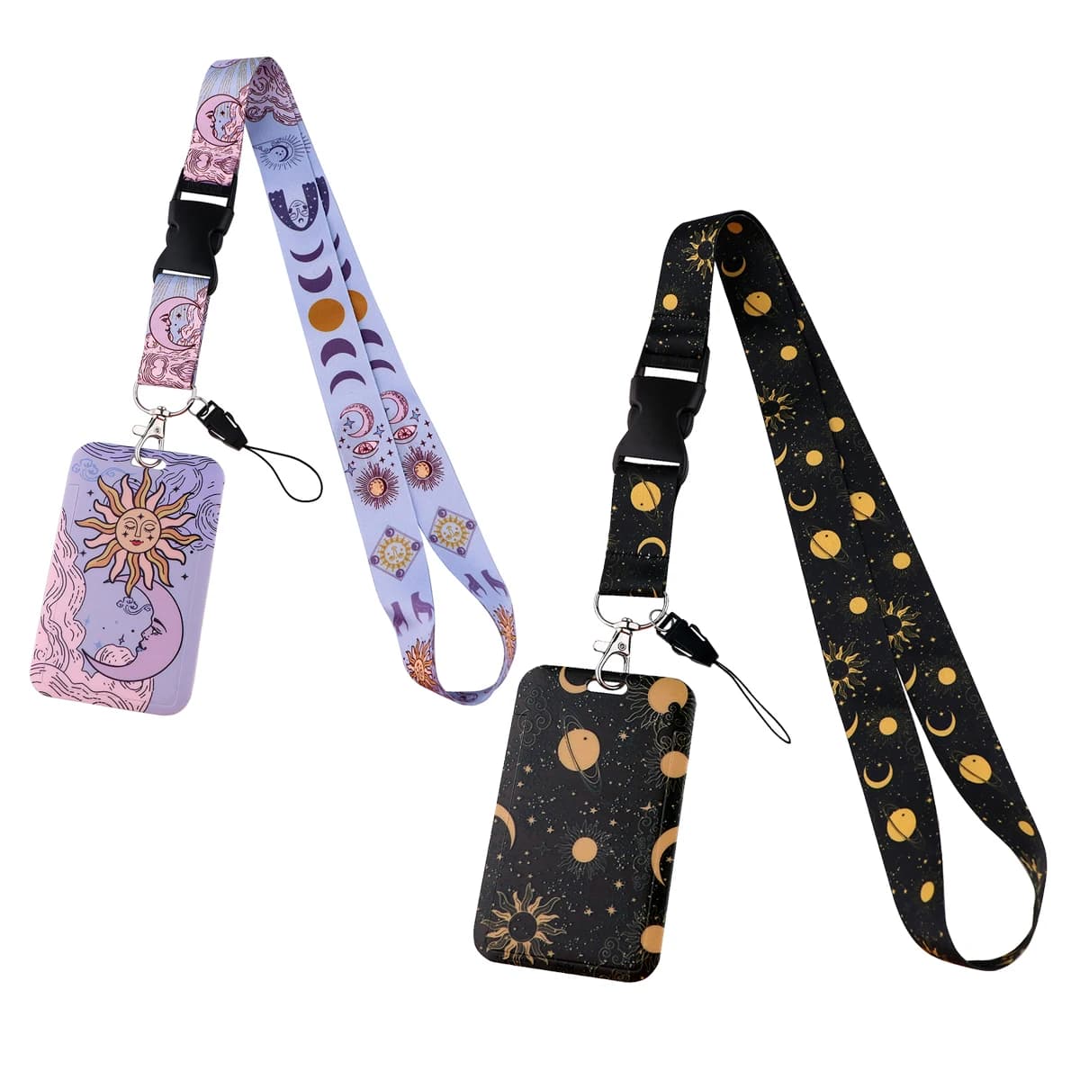Sun and Moon Buckle Lanyard Vintage Neck Strap for Key ID Card Phone Straps Badge Holder DIY Hanging Rope Neckband Accessories