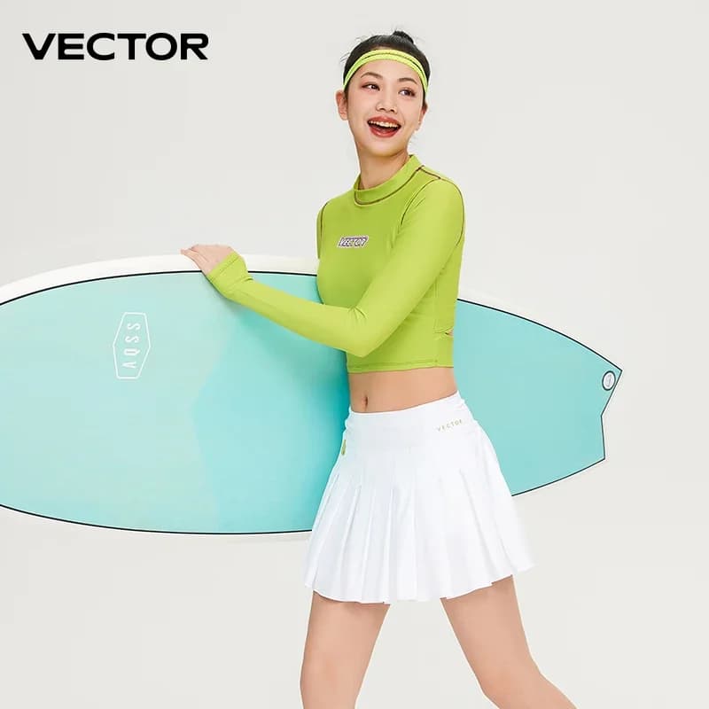 2023 VECTOR Women Swimwear Girl rashguard Swimwear Set Beach Long Sleeve with Chest Cushion Quick Breathable Fishing Camping