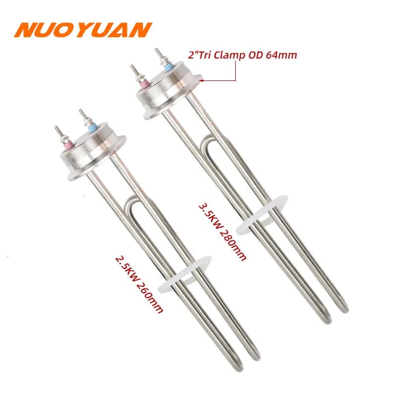 220v Heating Element 2.5kw/3.5kw 2"Tri Clamp OD64 Immersion Water Heater Brewing Heating Element