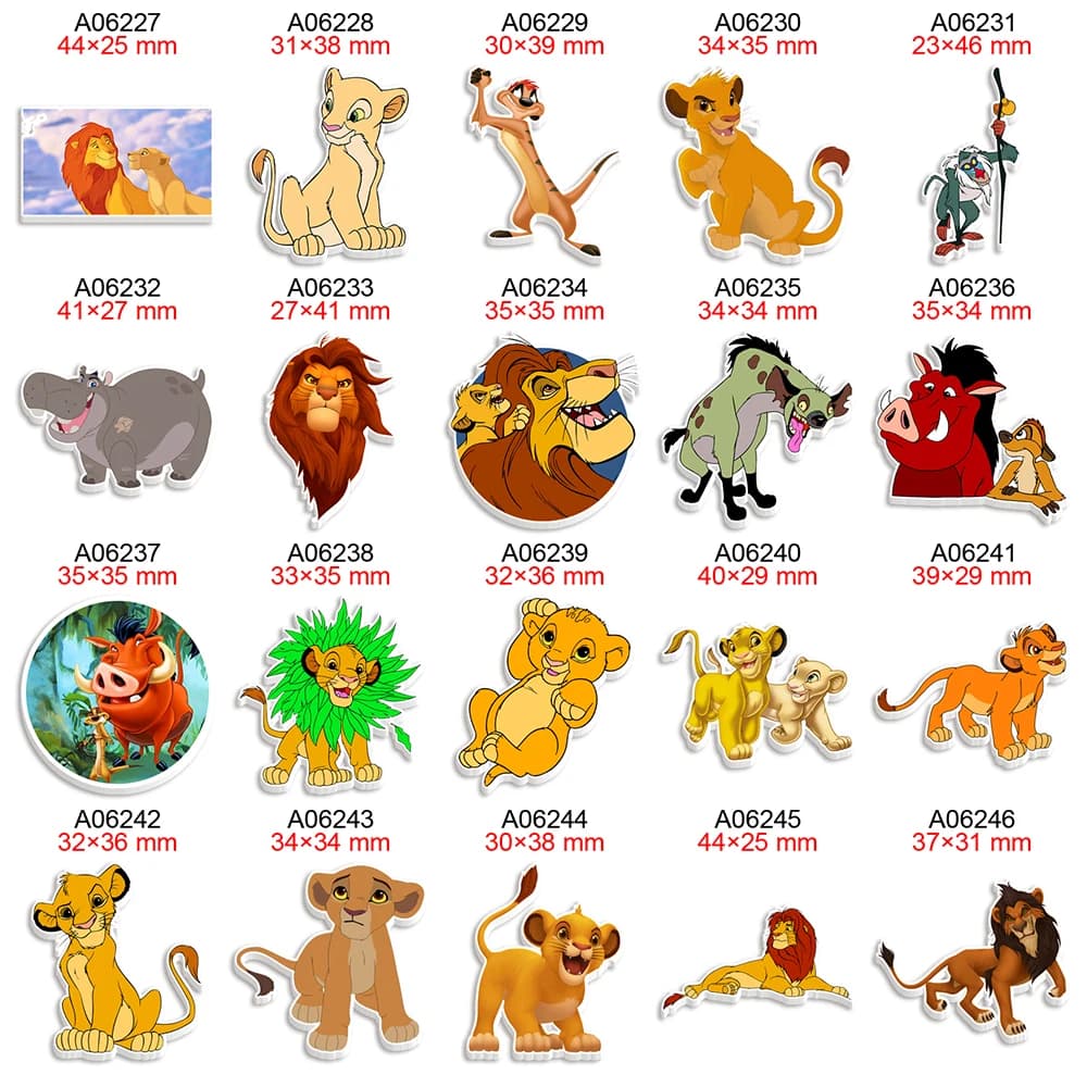 Acrylic DIY Craft Supplies The Lion King Printed Disney Planar Resin Flatback For Charms Keychain