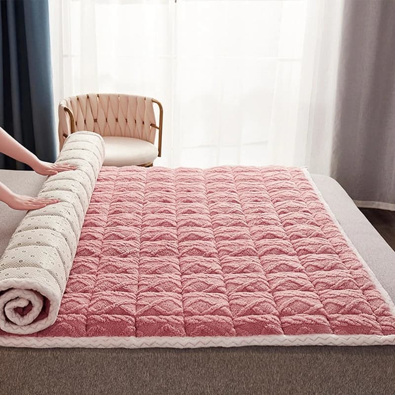 Winter Soft Mattress Toppers Student Dormitory Lamb Velvet Bed Sheet Single Double Bedspread Thin Tatami Mat Pad Bed Linens