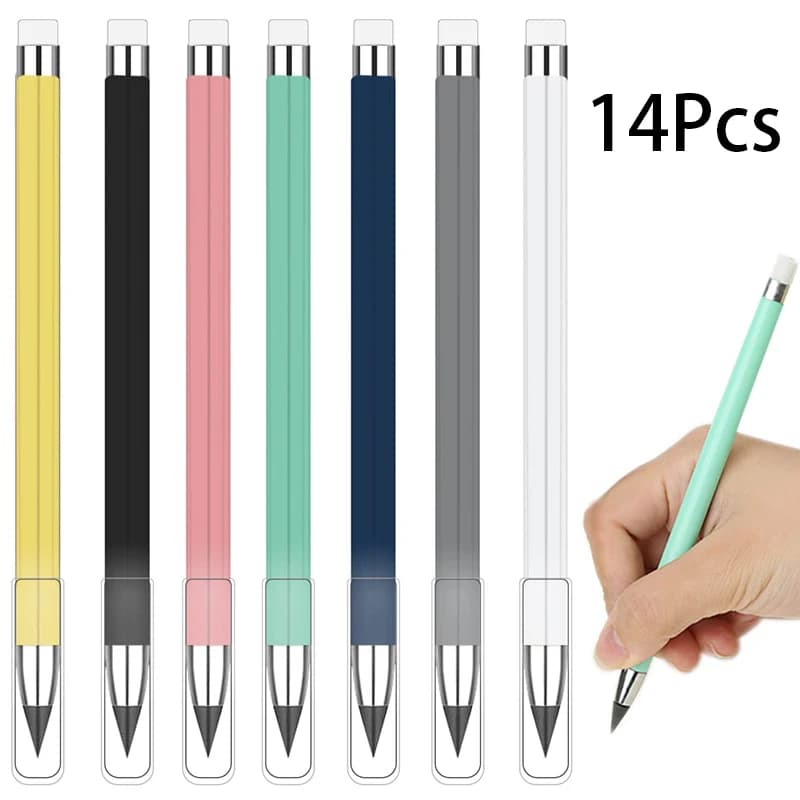 14 Pieces Infinity Pencil Everlasting Inkless Pencil Infinite Pencil Stationery for Kids Student Worker Writing Drawing