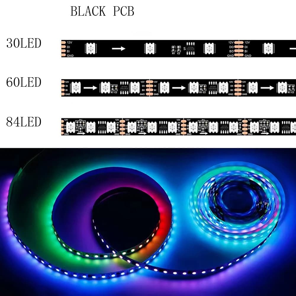 TM1934A Breakpoint Continuation Led Strip Light 30 60 84 LEDs DC12V 5050 RGB IC Addressable External 2 Channel Programmable Tape