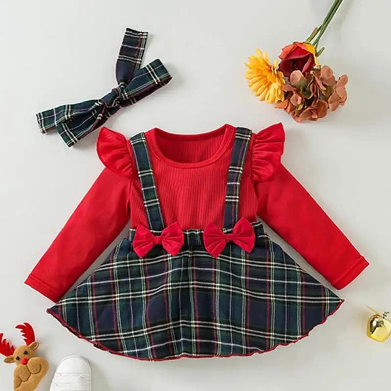 Cute Overall Dresses Plaid Christmas Overall Dress Cute Children Clothing Cotton Girls Clothes For Cold Weather