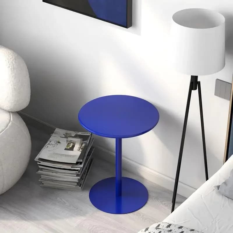 Simple Cream Style Luxury Sofa Side Table Bedroom Bedside Table Round Tables Blue Coffee Tables Tea Table Living Room Furniture