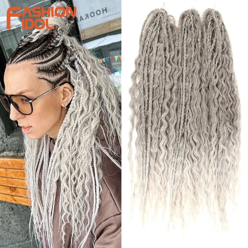 Ariel Curl Hair Water Wave Twist Crochet Hair Synthetic Braid Hair Ombre Blonde Grey 22 Inch Deep Wave Braiding Hair Extensions